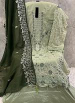 Faux Georgette Pista Green Traditional Wear Embroidery Work Pakistani Suit
